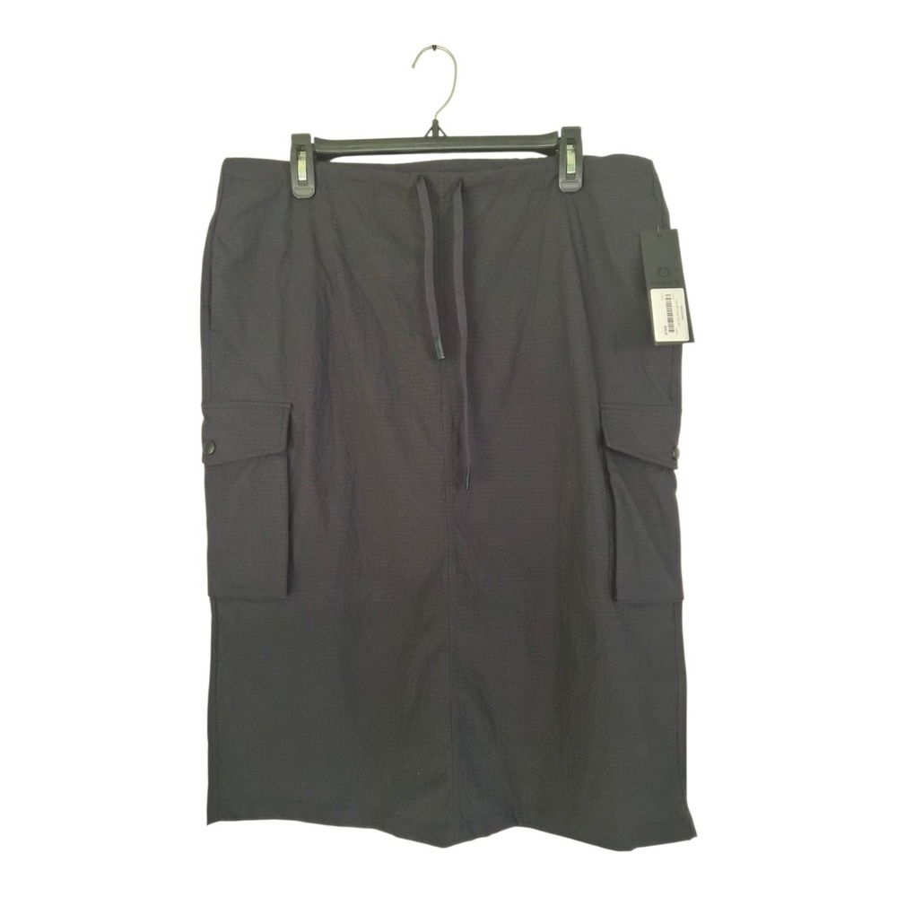 Mono B Shecanlove Adjustable Cargo Midi Skirt Black Ripstop Utility NWT Large